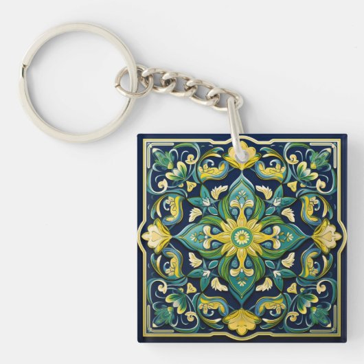 Porte-clés 💛 💚 💙 Un Chef-D'Oeuvre Azulejo Unique (Devant)
