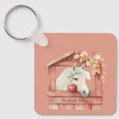 Porte-clés Un cheval blanc une pomme par jour (Recto)