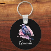 Porte-clés Un Corbeau noir sur une branche (Verso)
