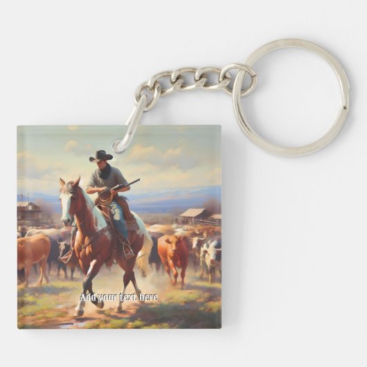 Porte-clés Un cow-boy à cheval à peinture (Dos)
