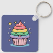 Porte-clés Un cupcake de Kawaii avec gel arc-en-ciel et (Dos)