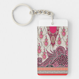 Porte-clés Un design cachemire décoratif avec rouge vif et ép