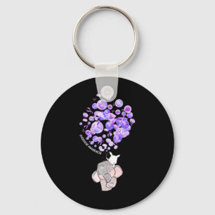 Porte-clés Un Eléphant Mignon Explose Des Ballons Violets Sur