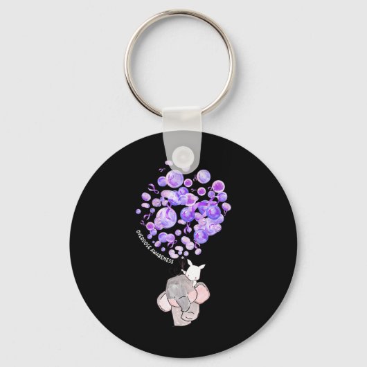 Porte-clés Un Eléphant Mignon Explose Des Ballons Violets Sur (Recto)