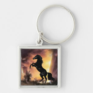 Porte-clés Un élevage frison de cheval d'étalon