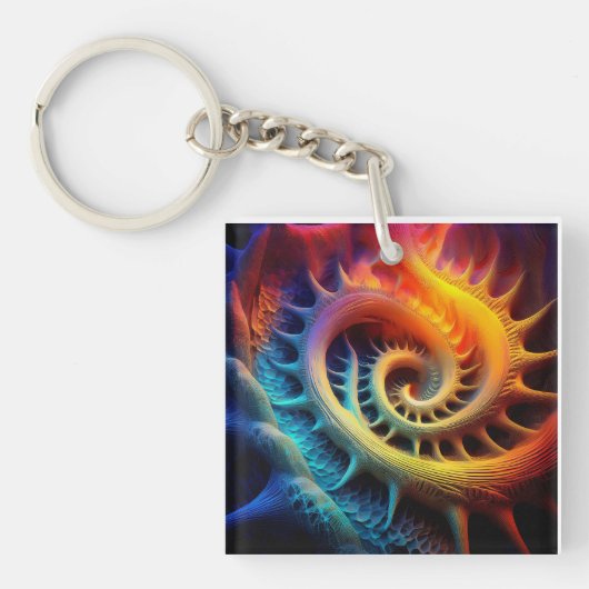 Porte-clés Un ensemble de Mandelbrot fractal à pointes dorées (Devant)