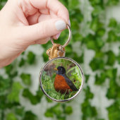 Porte-clés Un étrange Robin Américain dans l'herbe (Main)