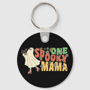 Porte-clés Un Fantôme Super Mama Éffrayant Avec Fleurs Vintag