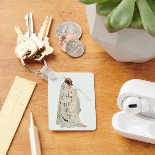 Porte-clés Un guerrier indien avec portrait de tuyau par Karl