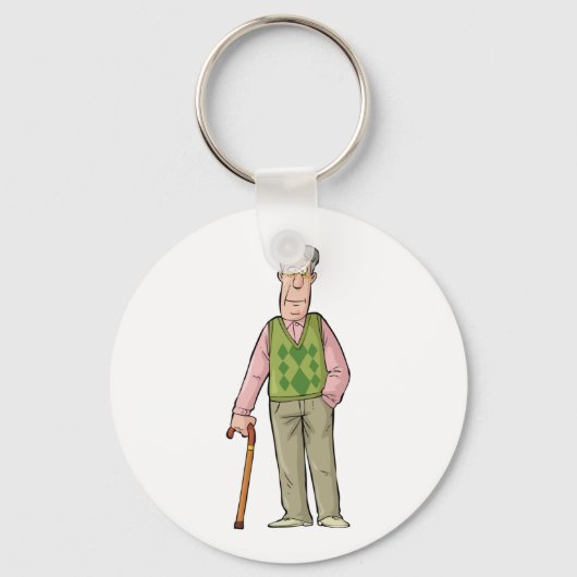 Porte-clés Un Homme Âgé Avec Un Bâton De Marche (Recto)