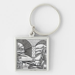 Porte-clés Un homme chargeant un canon