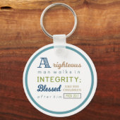 Porte-clés Un homme juste marche dans l'intégrité, l'écriture (Recto)