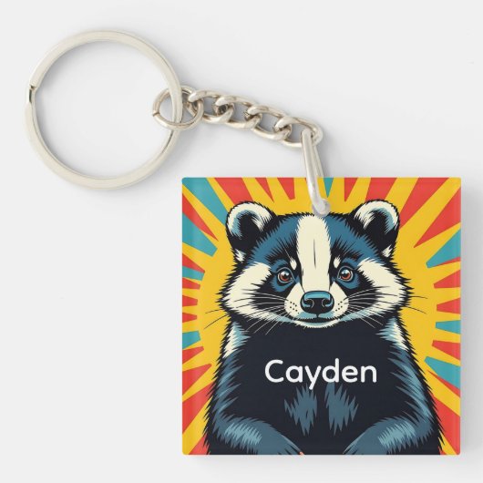 Porte-clés Un joli Badger Pop Art Personnalisé (Devant)