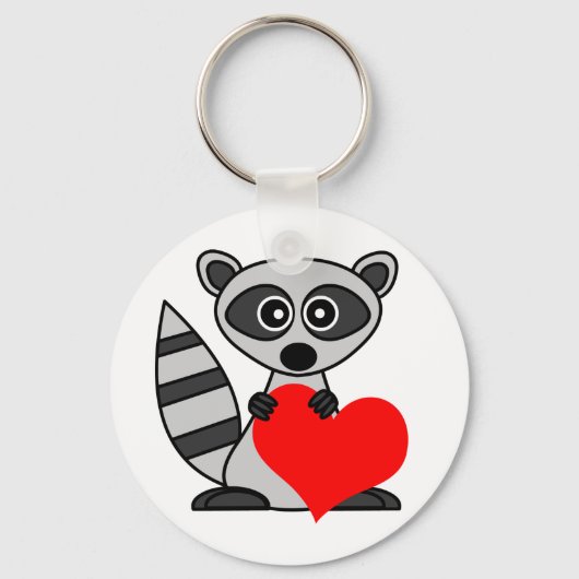 Porte-clés Un joli Raccoon Cartoon tenant le coeur (Recto)