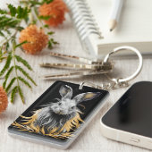 Porte-clés Un lapin gris génial en feu (Devant droit)