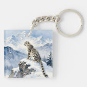 Porte-clés Un léopard des neiges sur un pic enneigé (Dos)