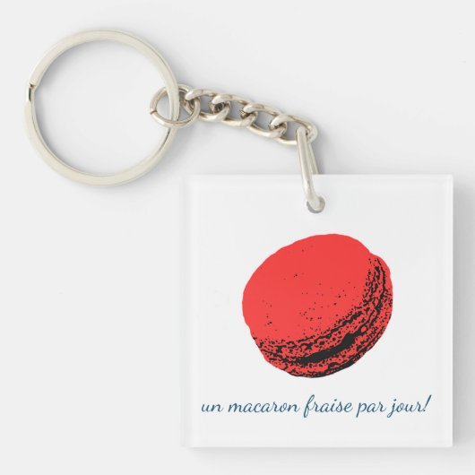 Porte-clés un macaron fraise par jour ! (Devant)