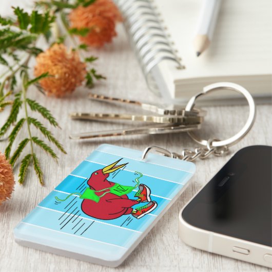 Porte-clés Un mignon dessin animé Kiwi portant des chaussures (Devant droit)