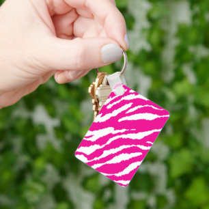 Porte-clés Un motif floral complexe en rose et blanc, art