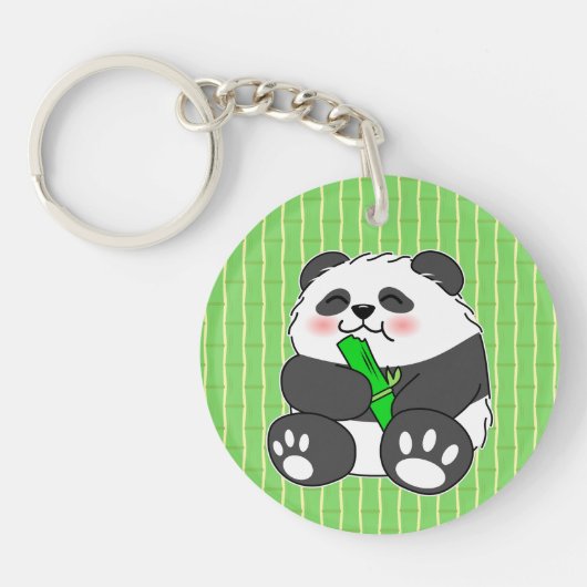 Porte-clés Un Panda Bébé Mignonne Mangeant Stalk Bambou (Devant)
