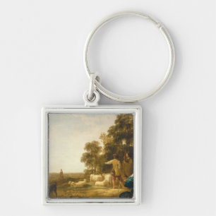 Porte-clés Un paysage avec des bergers et des bergères