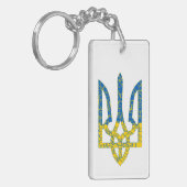 Porte-clés Un trident ukrainien texturé drapeau d'Ukraine cou (Devant gauche)