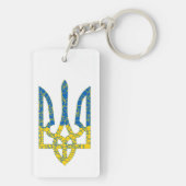 Porte-clés Un trident ukrainien texturé drapeau d'Ukraine cou (Dos)