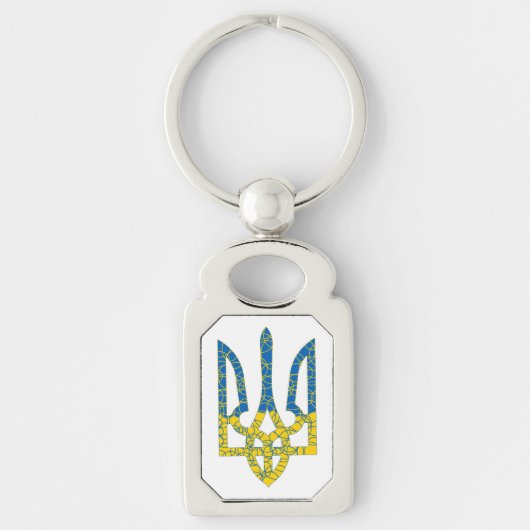 Porte-clés Un trident ukrainien texturé drapeau d'Ukraine cou (Devant)