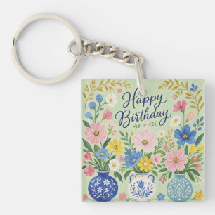 Porte-clés Un Trio de Fleurs d'Anniversaire