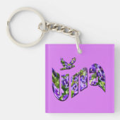 Porte-clés Una, Nom Floral Violet, Logo, (Devant)