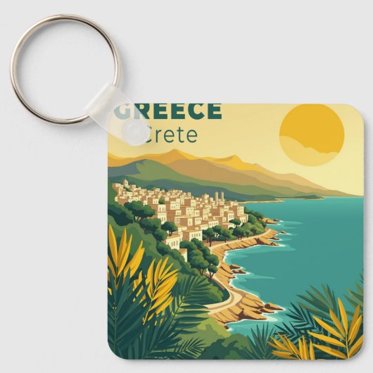Porte-clés Une affiche de voyage classique nostalgique – Grèc (Recto)