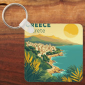 Porte-clés Une affiche de voyage classique nostalgique – Grèc (Recto)
