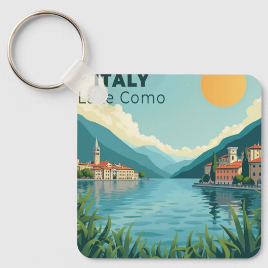Porte-clés Une affiche de voyage classique nostalgique – Lac (Recto)