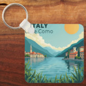 Porte-clés Une affiche de voyage classique nostalgique – Lac (Recto)