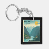 Porte-clés Une affiche de voyage classique nostalgique - Norv (Devant gauche)