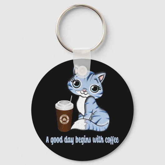 Porte-clés Une Bonne Journée Commence Avec Du Café | Cadeau a (Recto)