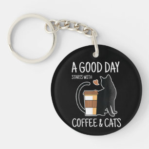 Porte-clés Une bonne journée commence avec du café et des cha