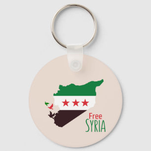 Porte-clés Une carte de la Syrie avec le drapeau de la révolu
