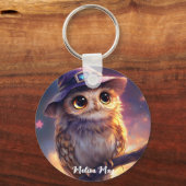 Porte-clés Une chouette portant un Casquette sorcier (Recto)