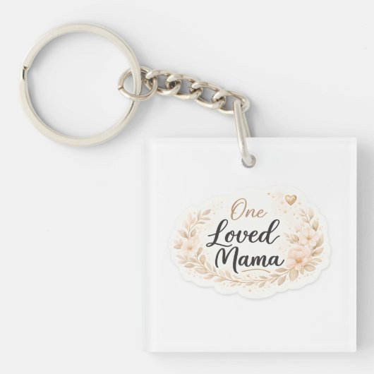 Porte-clés Une citation maman adorée florale douce (Devant)