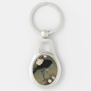 Porte-clés Une corneille et une fleur par le cru d'Ohara
