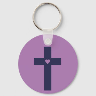 Porte-clés Une croix avec un cœur Art d'amour sacré