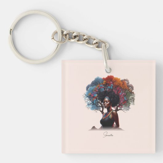 Porte-clés Une femme afro-américaine aux cheveux arborés (Devant)