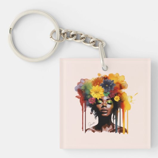 Porte-clés Une femme afro-américaine avec les cheveux d'afro- (Devant)