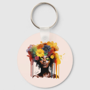 Porte-clés Une femme afro-américaine avec les cheveux d'afro-