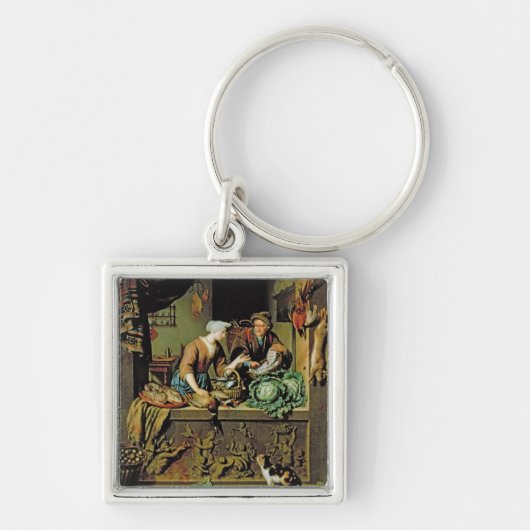 Porte-clés Une femme et un marchand ambulant de poissons, (Devant)