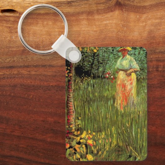 Porte-clés Une femme marchant dans un jardin par Vincent van (Recto)