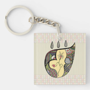 Porte-clés Une fleur dans le porte - clé acrylique