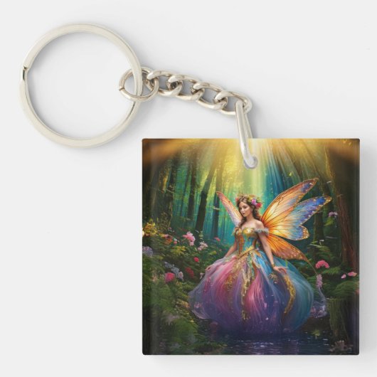 Porte-clés Une forêt enchantée de fées magiques (Devant)