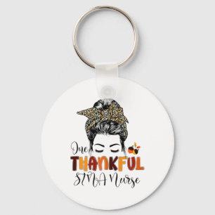 Porte-clés Une infirmière Stna Merci Messy Bun Leopard Thanks